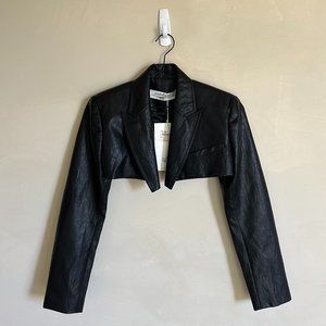 NWT Kimhekim Cropped Vegan Leather Blazer SZ 34